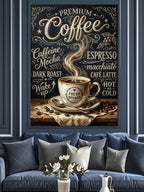 Premium Coffee Buharlı Kupa Afişi Kanvas Tablo