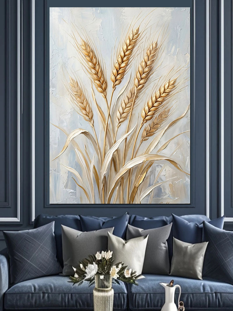 Beyaz Buğday Başakları Minimalist Tablo Kanvas Tablo