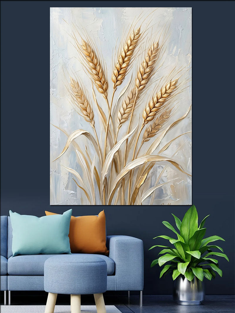 Beyaz Buğday Başakları Minimalist Tablo Kanvas Tablo