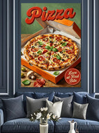 Kutuda Peynirli Pizza Dilimleri Afişi Kanvas Tablo
