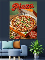 Kutuda Peynirli Pizza Dilimleri Afişi Kanvas Tablo