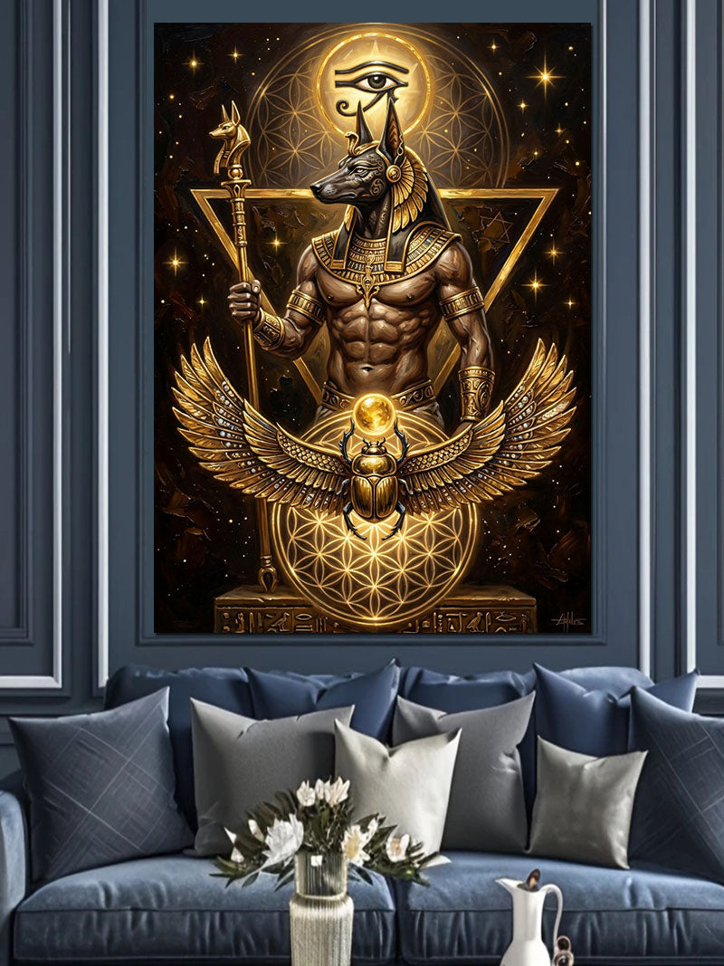 Altın Anubis Tanrısı ve Göz Kanvas Tablo