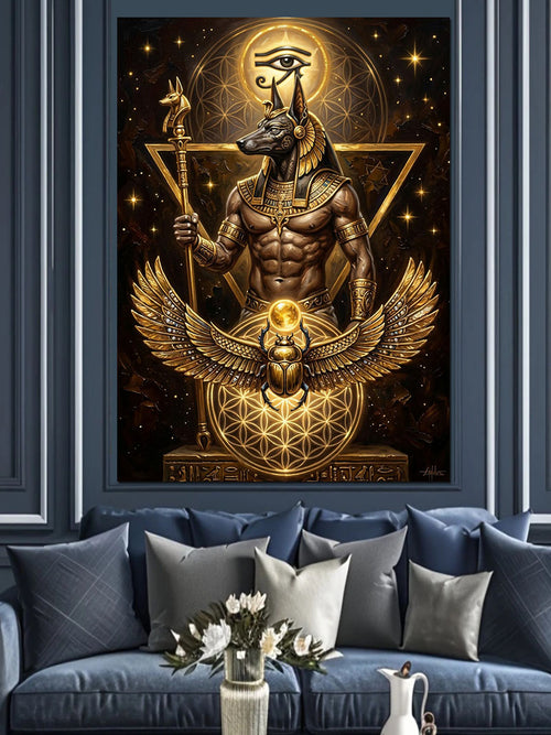 Altın Anubis Tanrısı ve Göz Kanvas Tablo