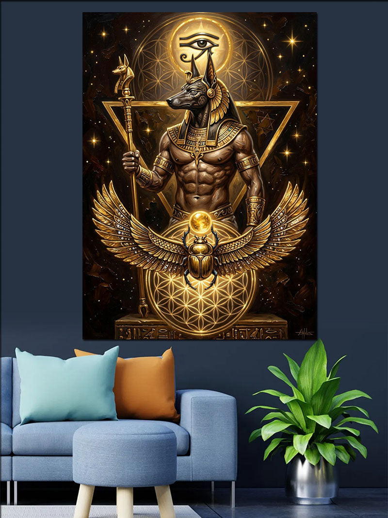 Altın Anubis Tanrısı ve Göz Kanvas Tablo