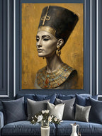Altın Taçlı Nefertiti Portresi Tablosu Kanvas Tablo