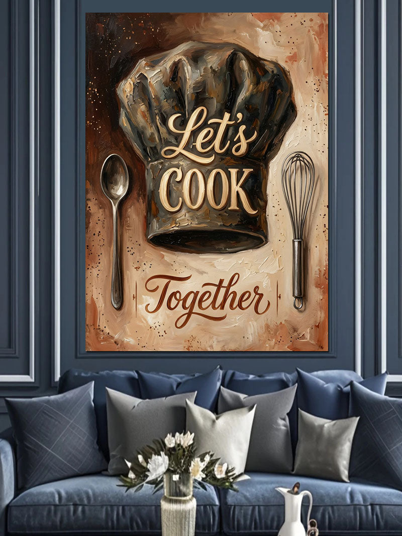 Let's Cook Together Aşçı Şapkası Kanvas Tablo
