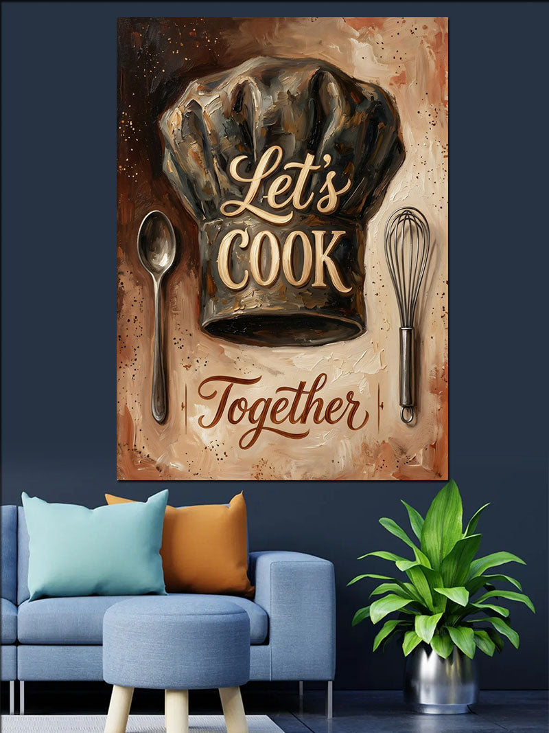 Let's Cook Together Aşçı Şapkası Kanvas Tablo