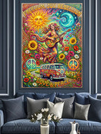 Hippie Love Peace Güneş Karavan Kanvas Tablo