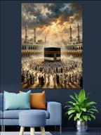 Işıklı Kabe ve Hac Kalabalığı Kanvas Tablo