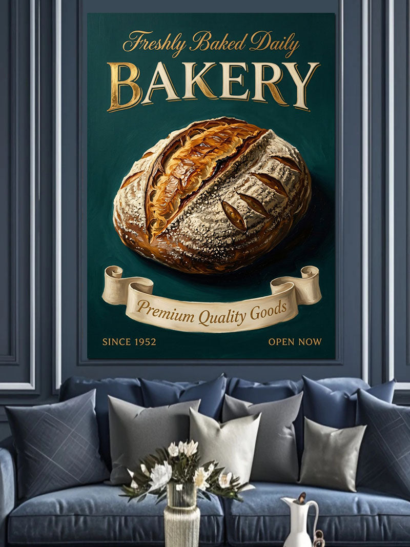 Taze Ekmekli Bakery Afişi Tablosu Kanvas Tablo