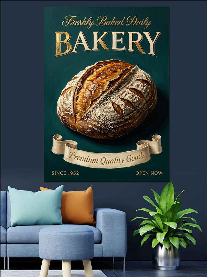 Taze Ekmekli Bakery Afişi Tablosu Kanvas Tablo