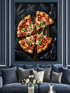 Peynirli Pizza Dilimleri ve Malzemeler Kanvas Tablo