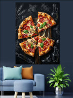 Peynirli Pizza Dilimleri ve Malzemeler Kanvas Tablo