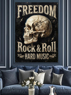 Freedom Rock Kafatası Afişi Tablosu Kanvas Tablo