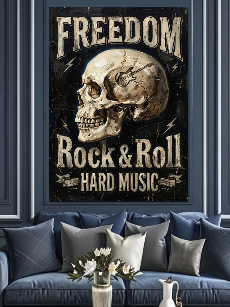Freedom Rock Kafatası Afişi Tablosu Kanvas Tablo