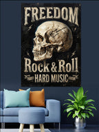 Freedom Rock Kafatası Afişi Tablosu Kanvas Tablo