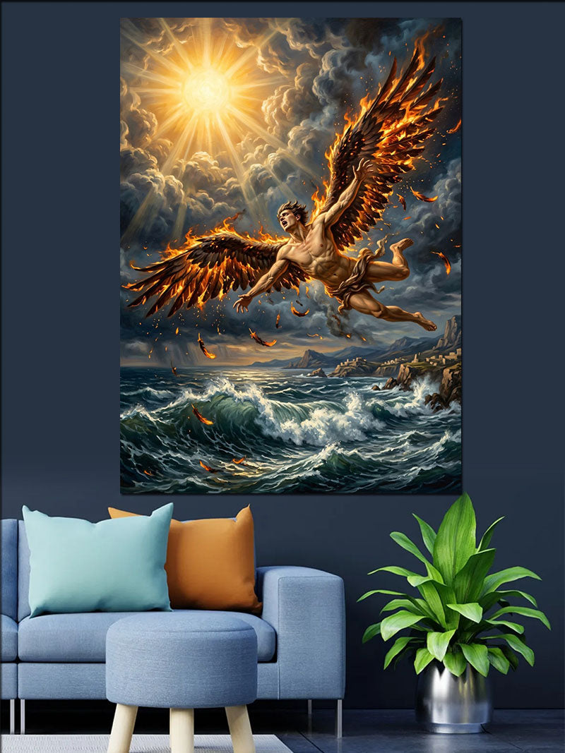 Güneş Altında Yanan Kanatlı Icarus Kanvas Tablo