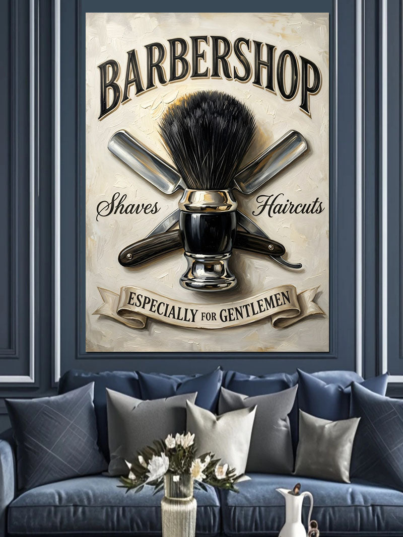 Barbershop Erkek Berber Tabelası Tablosu Kanvas Tablo