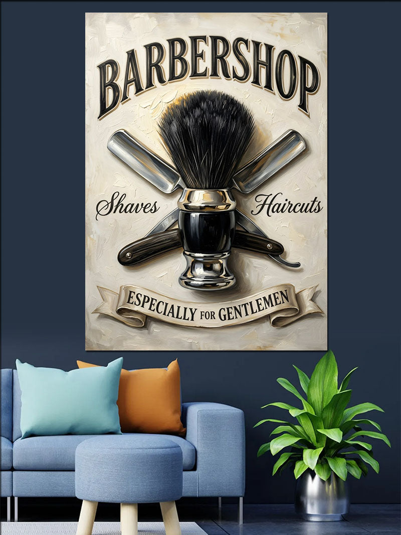 Barbershop Erkek Berber Tabelası Tablosu Kanvas Tablo