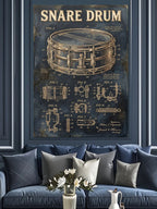 Snare Davul Teknik Çizim Poster Kanvas Tablo