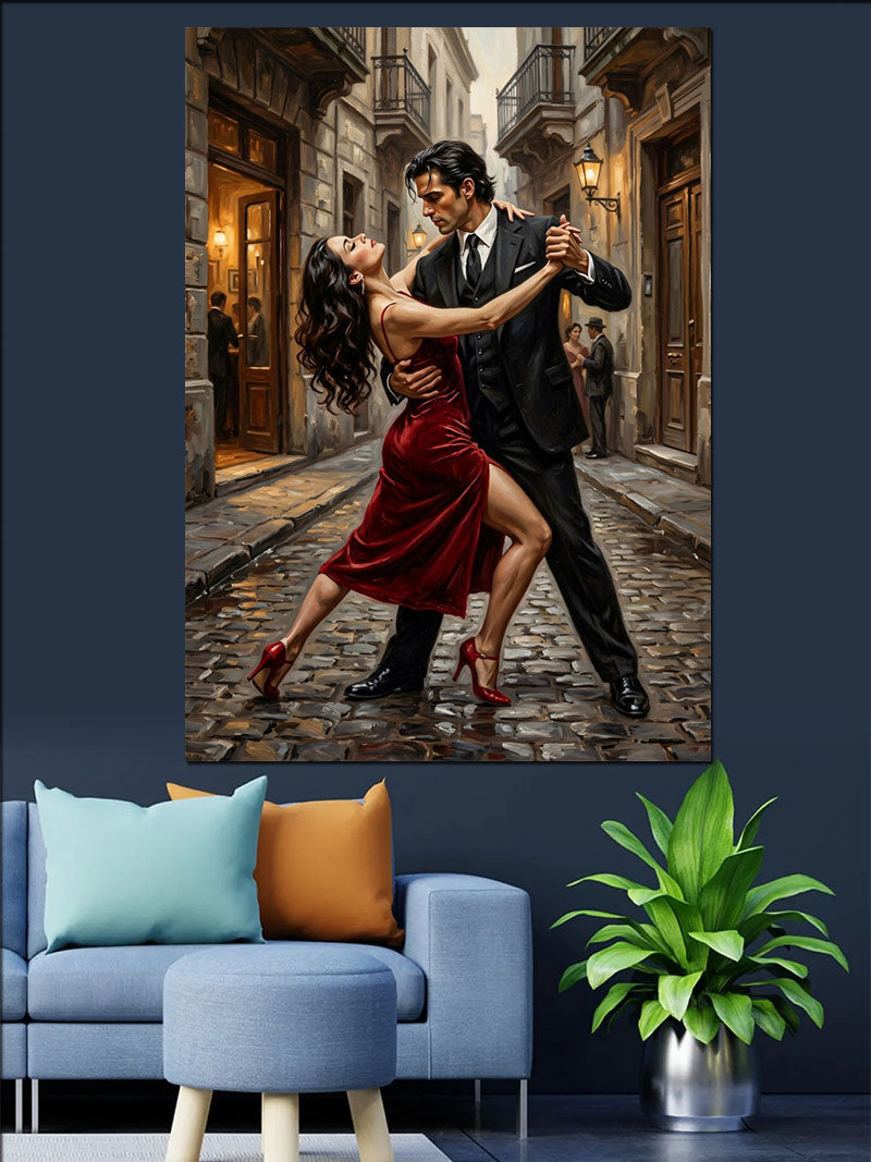 Sokakta Tango Yapan Çift Tablosu Kanvas Tablo