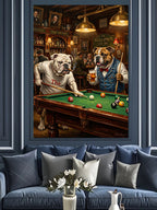 Bilardo Oynayan Bulldog Köpekleri Tablosu Kanvas Tablo