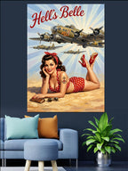 Hell's Belle Pin-Up Uçak Tablosu Kanvas Tablo
