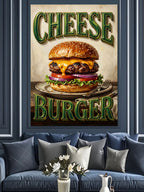 Cheese Burger Vintage Poster Tablosu Kanvas Tablo