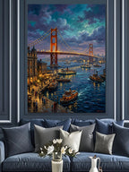 Golden Gate Gece Köprü Manzarası Kanvas Tablo