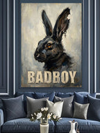 Kulakları Düşük Tavşan Bad Boy Kanvas Tablo