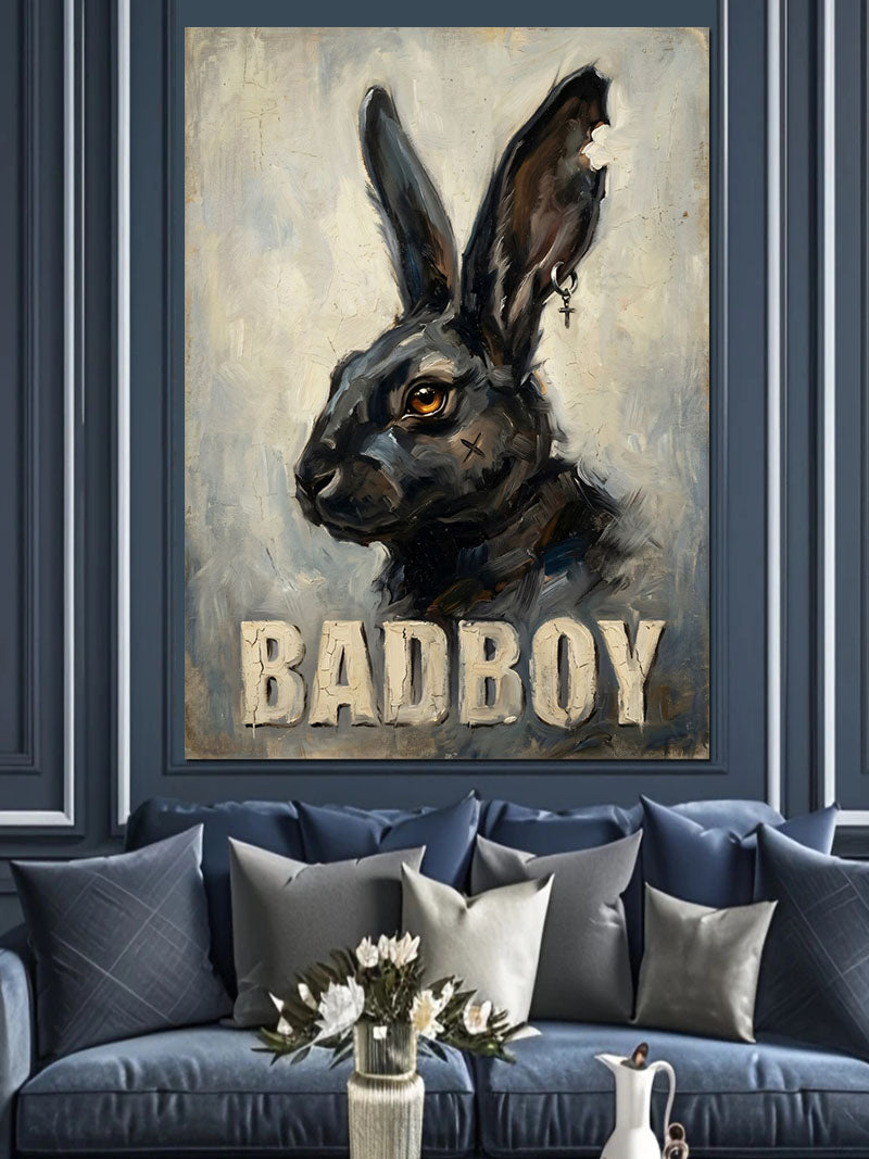 Kulakları Düşük Tavşan Bad Boy Kanvas Tablo