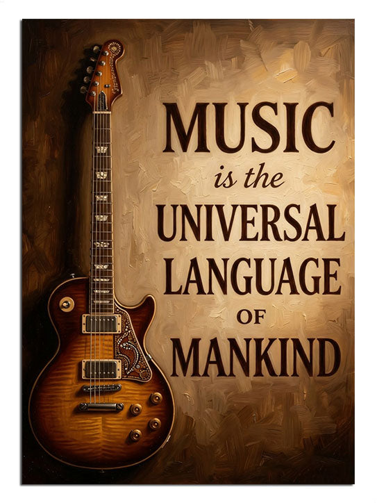 MUSIC IS THE UNIVERSAL LANGUAGE yazılı gitar poster tablosu