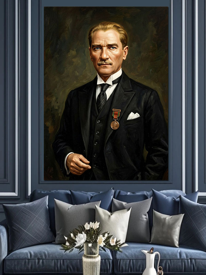 Takım Elbiseli Atatürk Portresi Kanvas Tablo