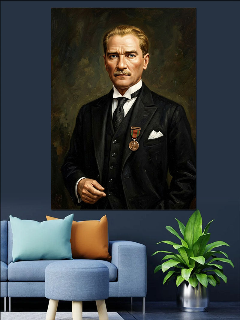 Takım Elbiseli Atatürk Portresi Kanvas Tablo