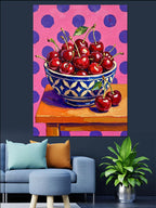Kirazlı Kase Pop Art Kanvas Tablo