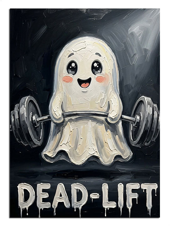 DEAD-LIFT yazılı halter kaldıran hayalet eğlenceli spor tablosu