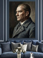 Takım Elbiseli Atatürk Yan Profil Kanvas Tablo