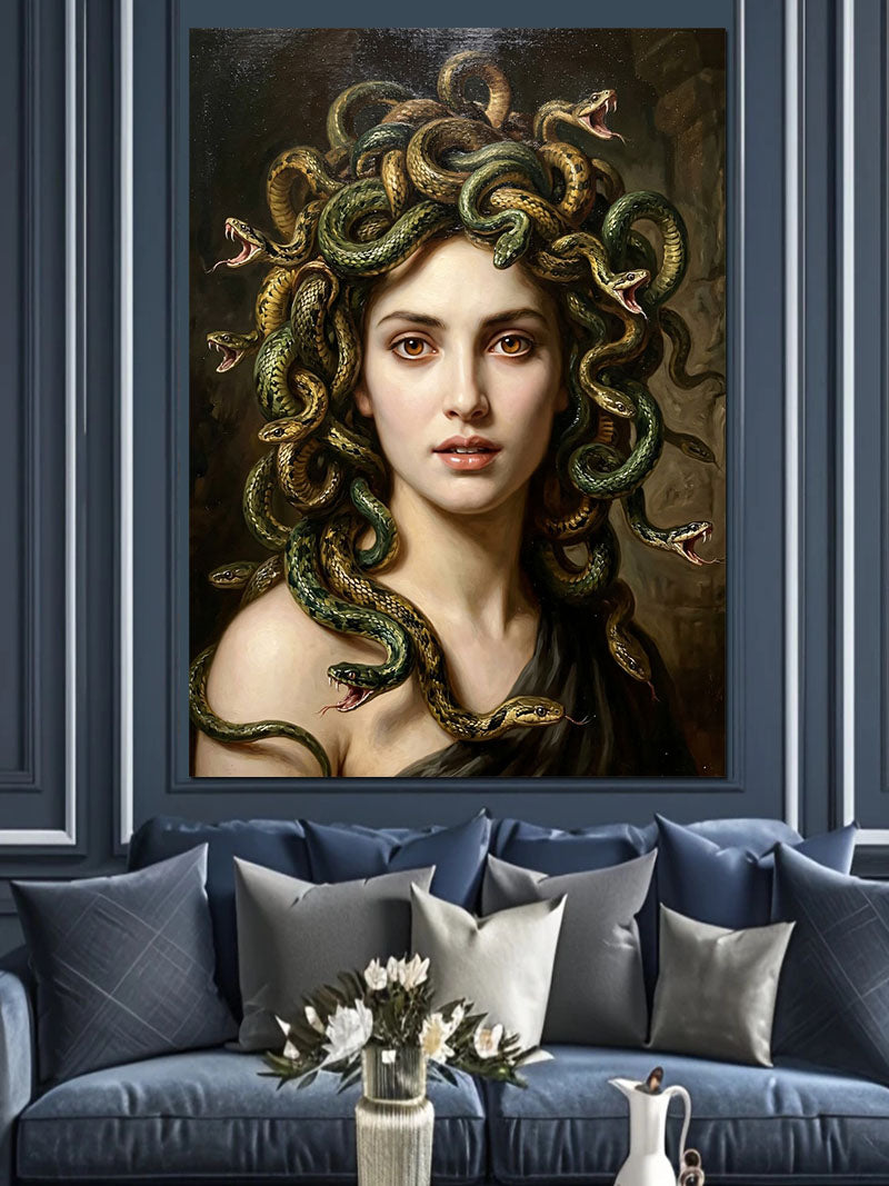 Yılan Saçlı Medusa Kadın Portresi Kanvas Tablo