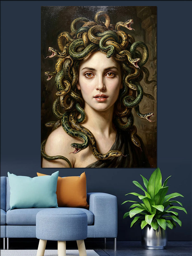 Yılan Saçlı Medusa Kadın Portresi Kanvas Tablo