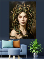 Yılan Saçlı Medusa Kadın Portresi Kanvas Tablo
