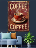 Coffee Vintage Kahve Tabelası Tablosu Kanvas Tablo