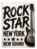 ROCK STAR NEW YORK yazılı elektro gitar rock posteri.
