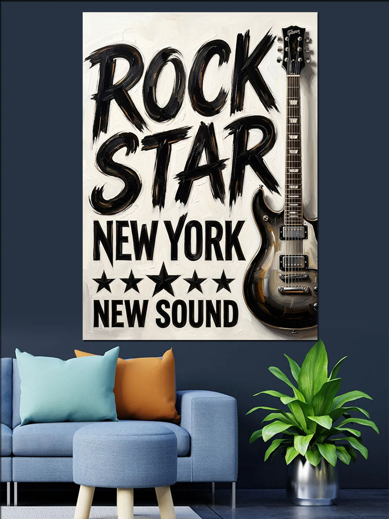 Rock Star Gitar Poster Tablosu Kanvas Tablo