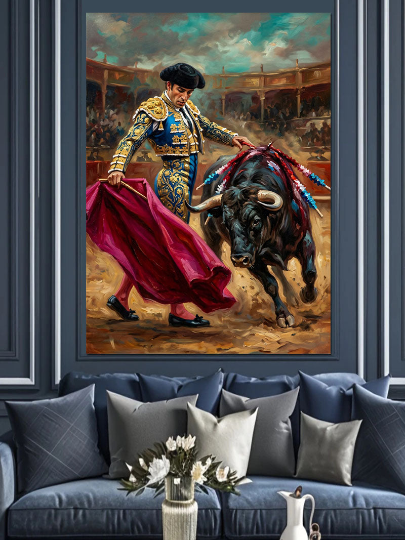 Boğa Güreşi Matador ve Boğa Kanvas Tablo