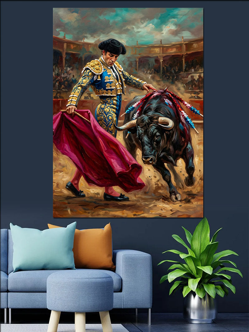 Boğa Güreşi Matador ve Boğa Kanvas Tablo