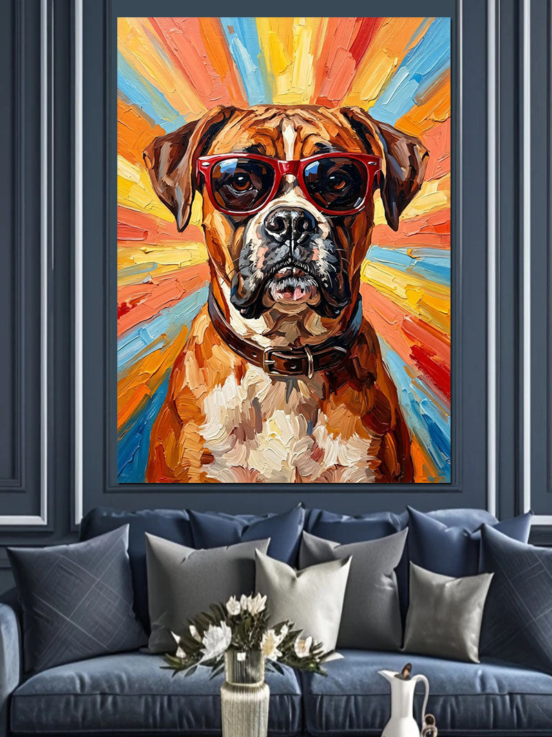 Gözlüklü Köpek Pop Art Portresi Kanvas Tablo