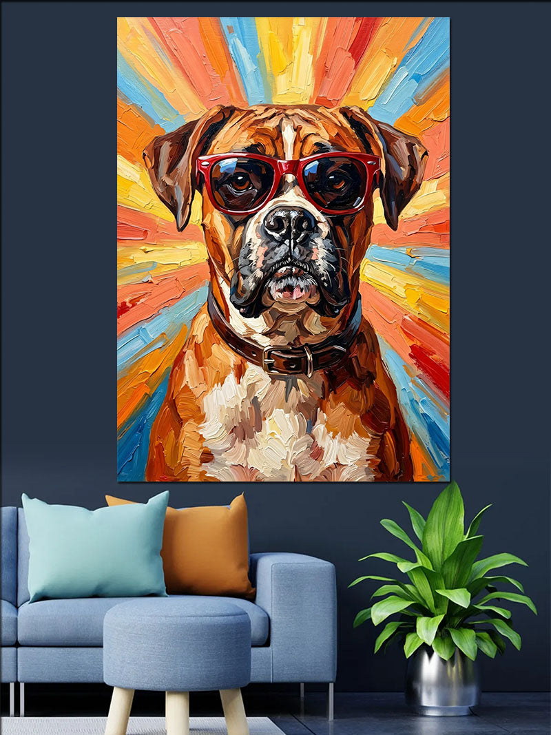Gözlüklü Köpek Pop Art Portresi Kanvas Tablo