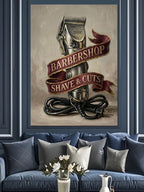 Berber Makinesi Barber Shop Tabelası Kanvas Tablo