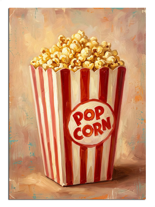 Çizgili kutuda patlamış mısır popcorn kutusu
