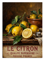 Limonlar ve LE CITRON yazılı vintage etiket